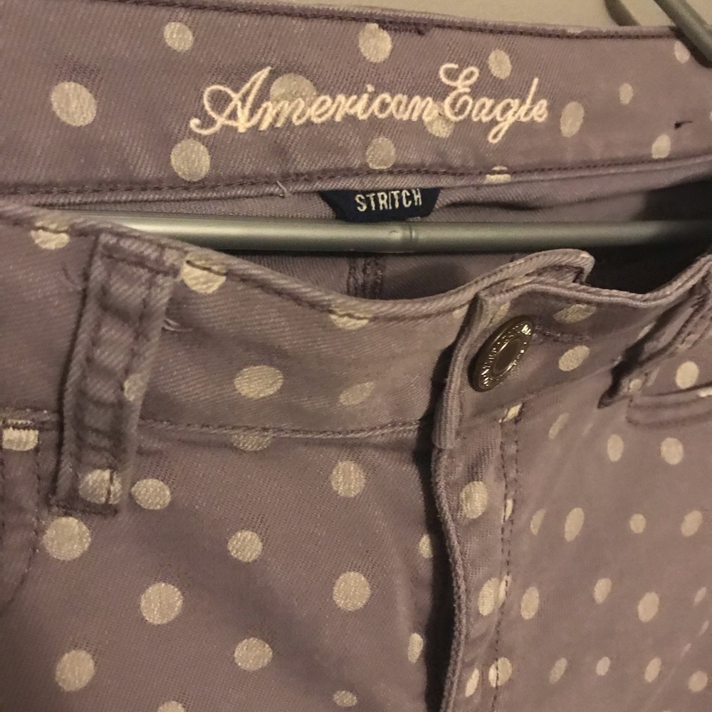 Purple polka dot AE skinny jean
